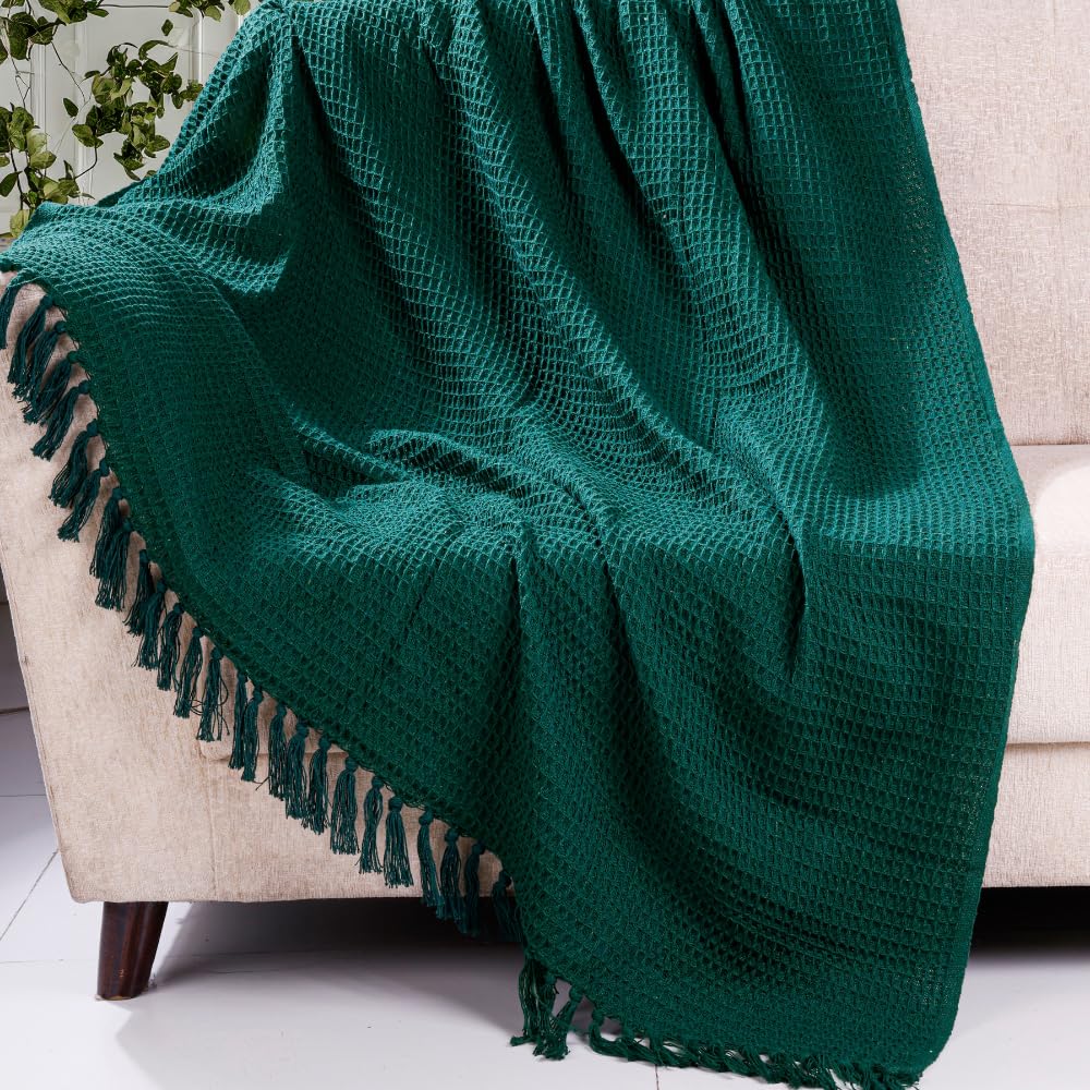 Blue Strip Cotton Waffle Throw – Soft, Breathable Comfort for Sofa & Bed
