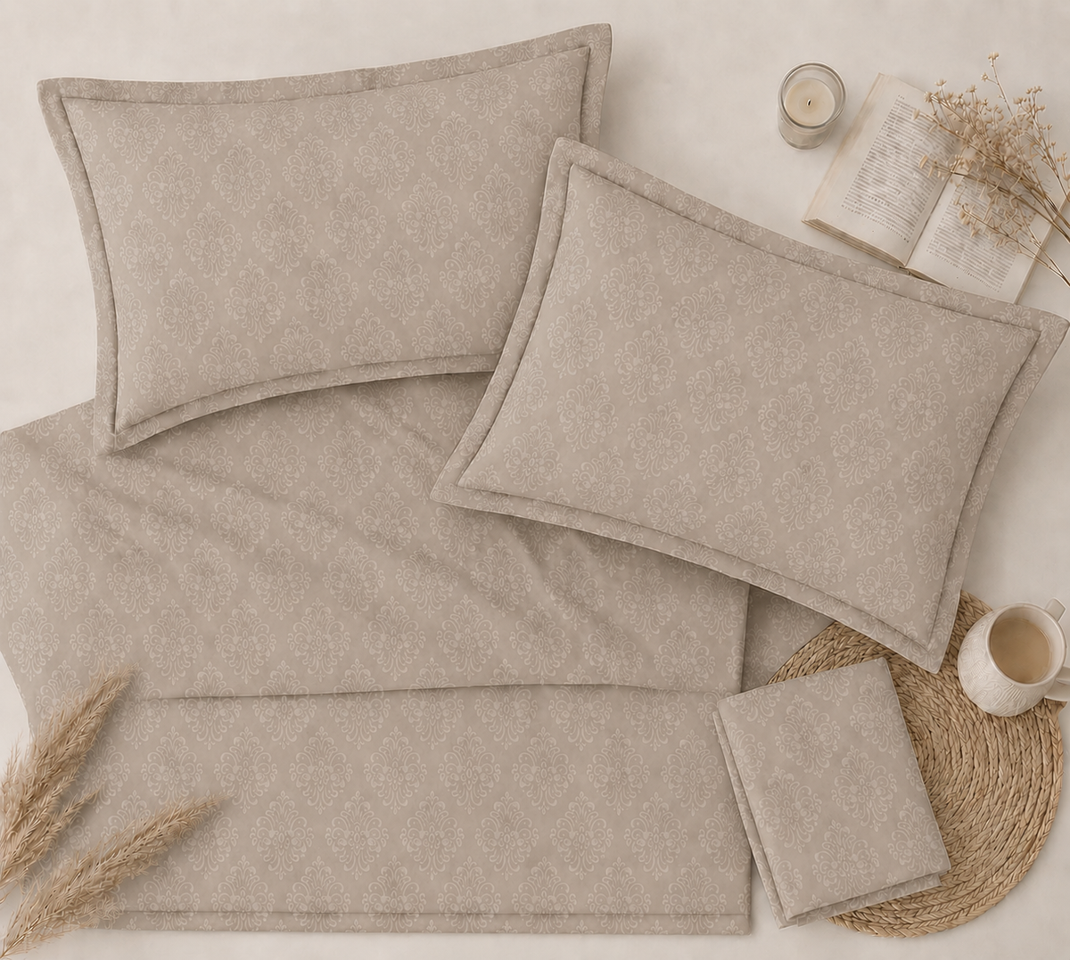 IMPERIA - taupe beige Damask