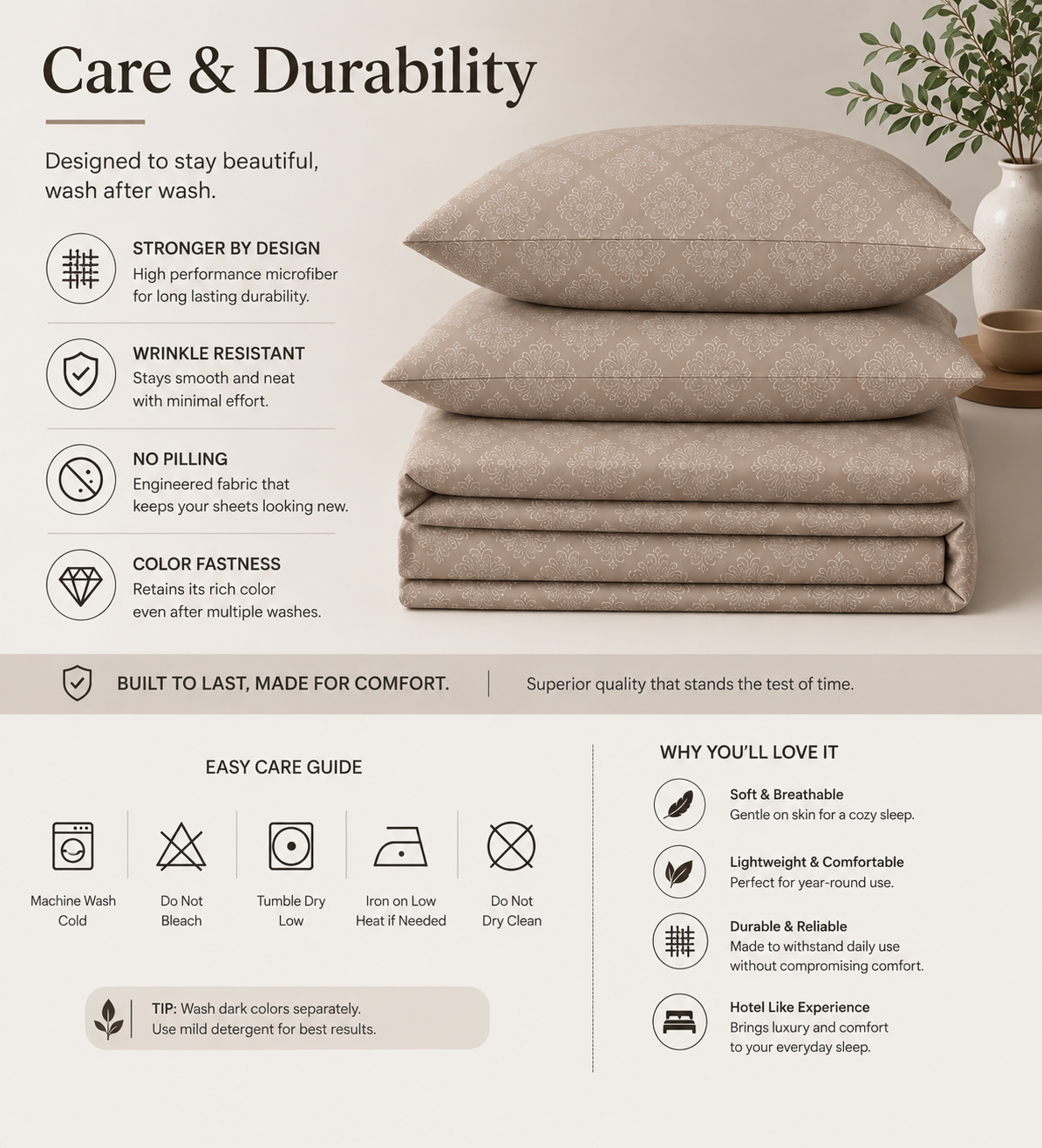 IMPERIA - taupe beige Damask