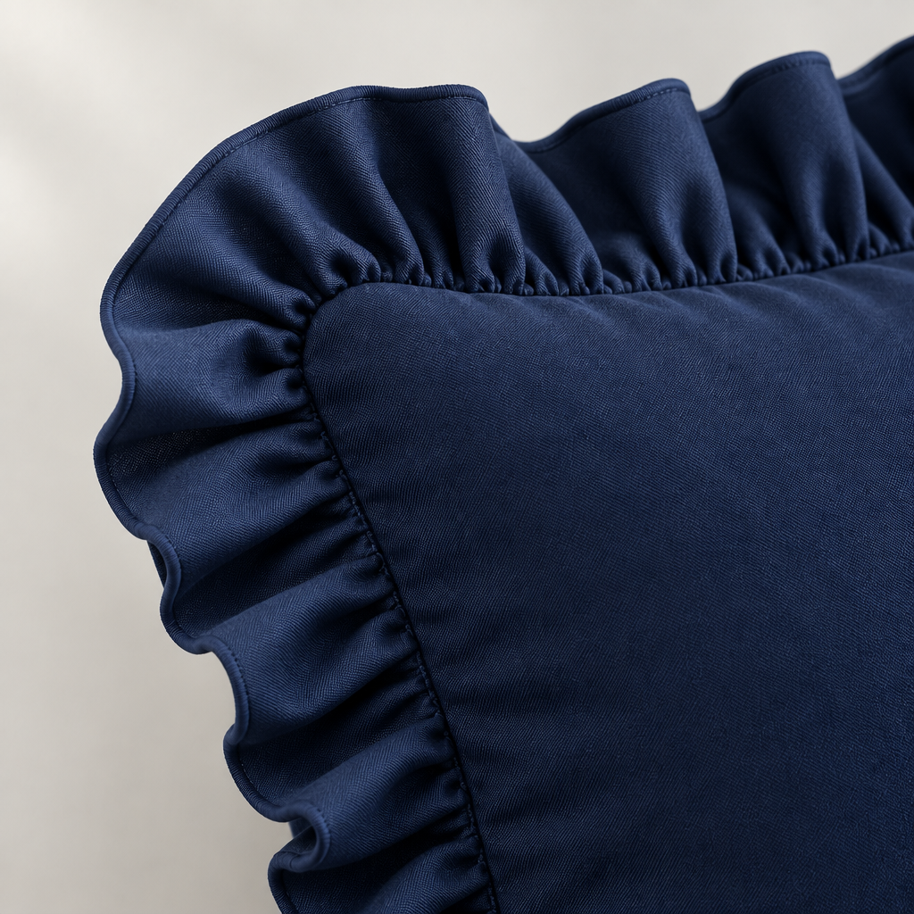 The Navy Frill Edit - Flat Bedsheet 90x100 with 2 Zip Frill Pillow Covers